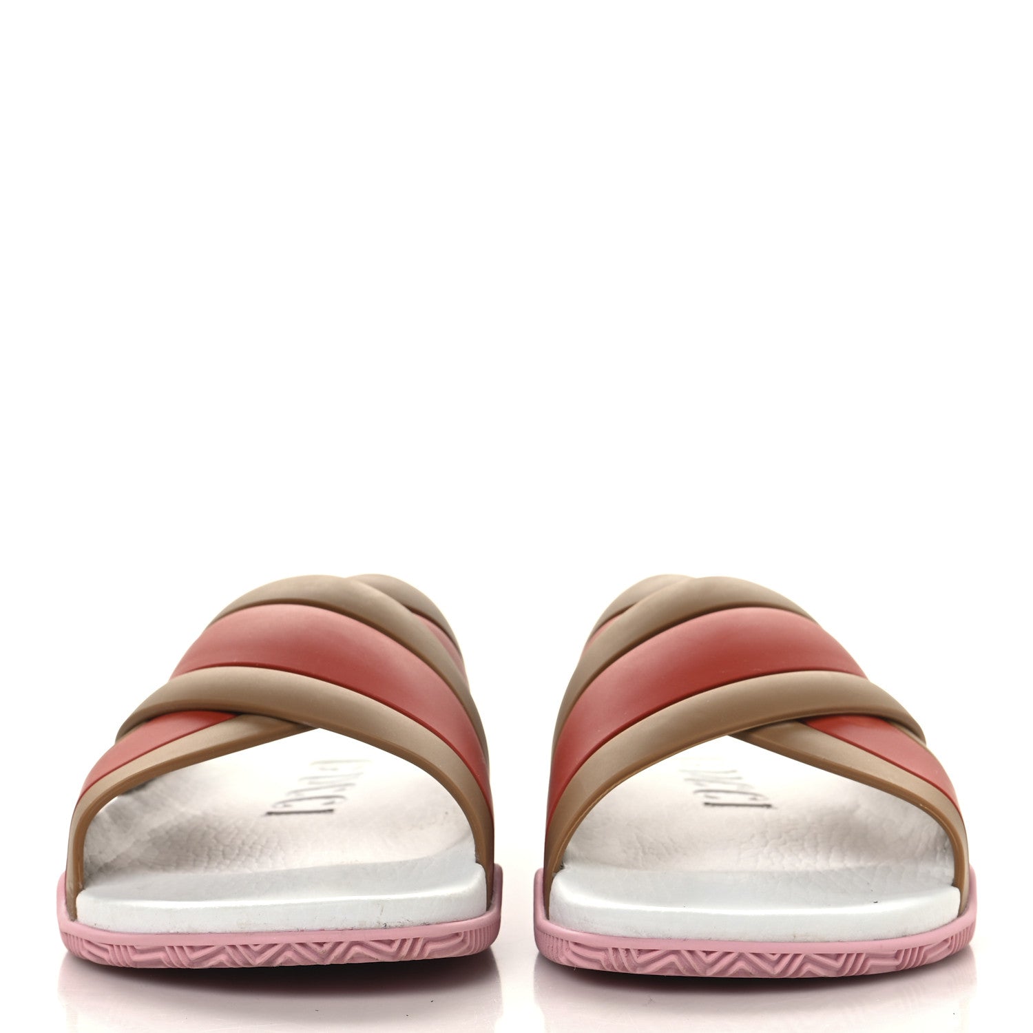 Gucci Rubber Web Womens Criss Cross Slide Sandals 38 Beige Orange 3 of 10