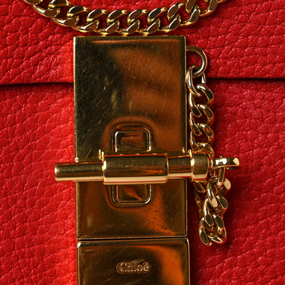 Chloe Grained Lambskin Mini Drew Shoulder Bag Plaid Red 7 of 7