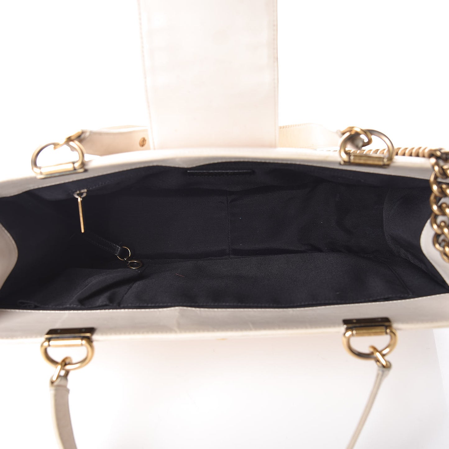 Glazed Calfskin Boy Tote White