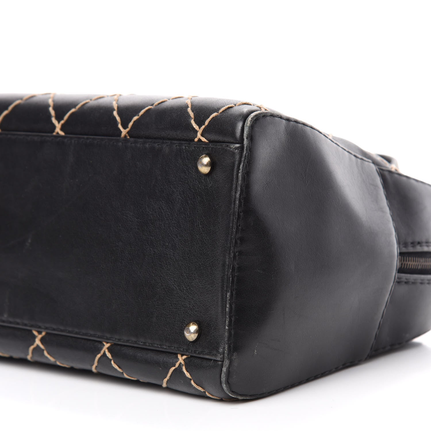 Chanel Calfskin Wild Stitch Top Handle Bag Black 7 of 15