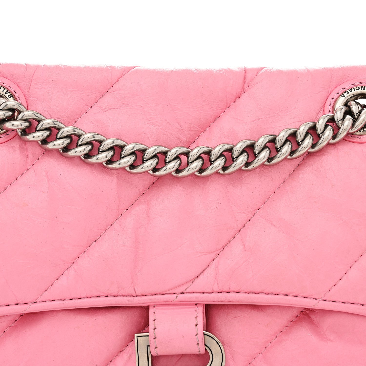 Balenciaga Crushed Calfskin Quilted Small Crush Chain Bag Sweet Pink 8 of 15