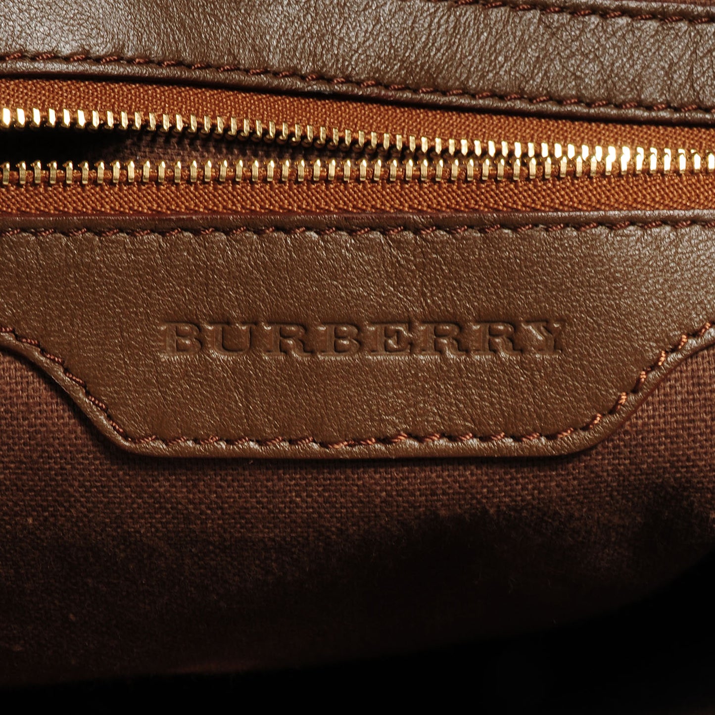 Stitched Leather Bridle Calfskin Tote Dark Tan