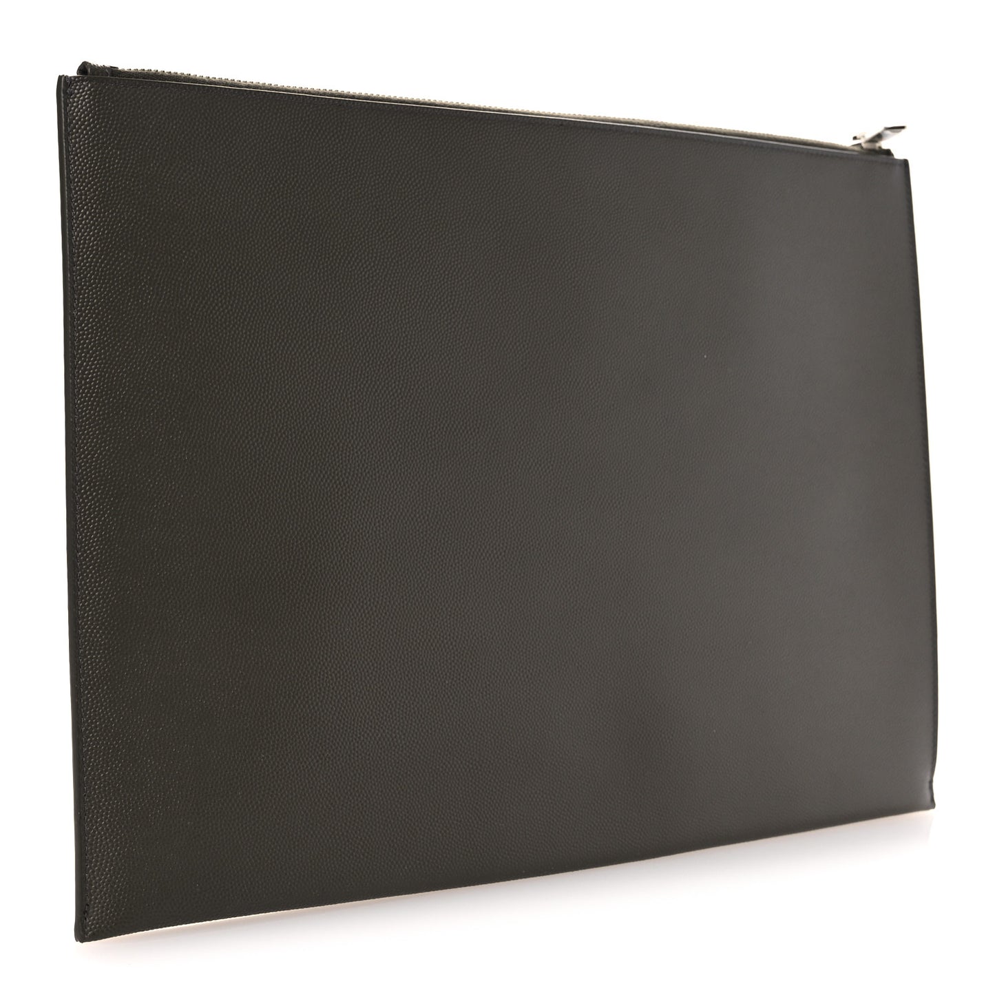 Matte Grain De Poudre Zipped Document Holder Dark Kaki Face