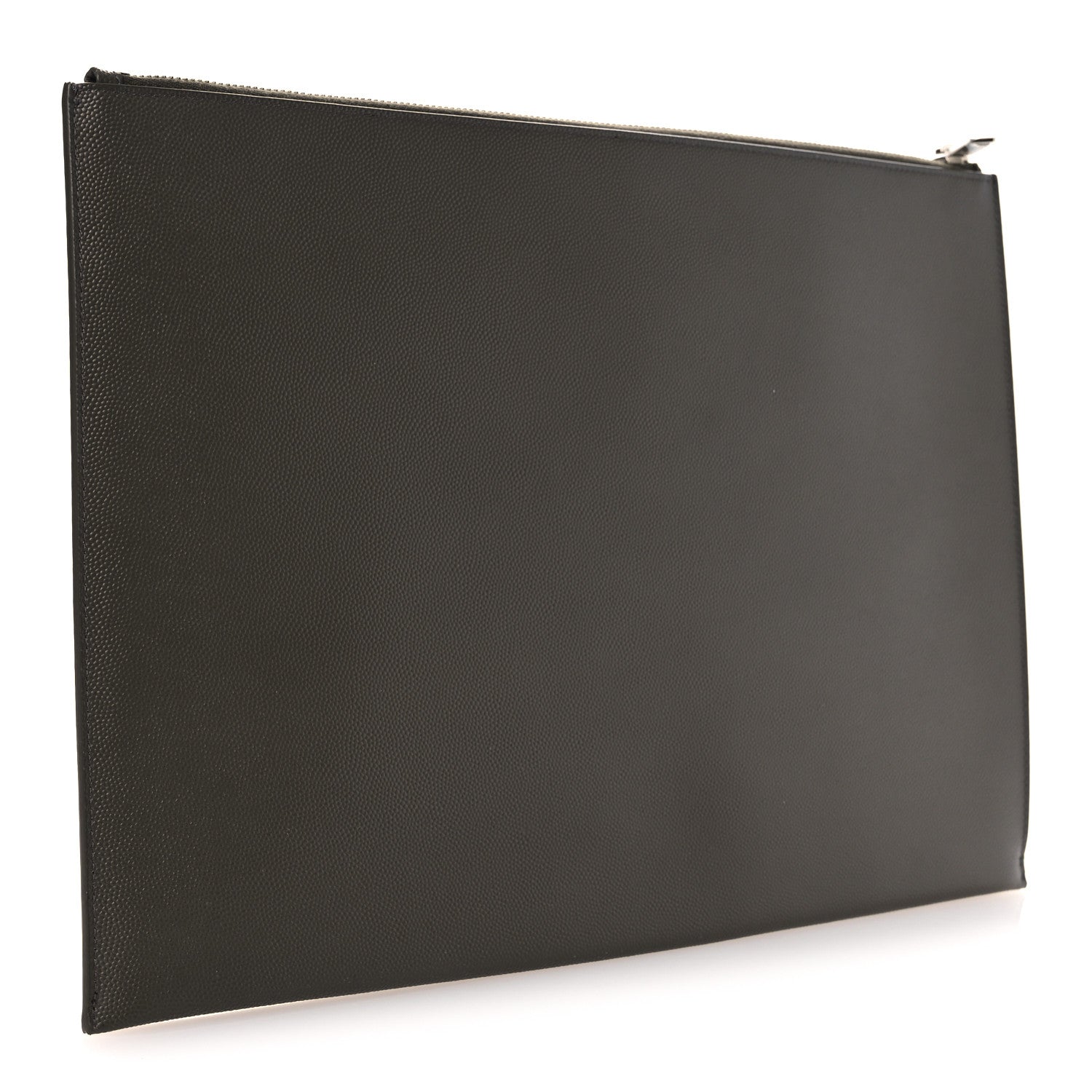 Saint Laurent Matte Grain De Poudre Zipped Document Holder Dark Kaki Face 3 of 9