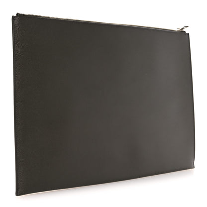Saint Laurent Matte Grain De Poudre Zipped Document Holder Dark Kaki Face 3 of 9