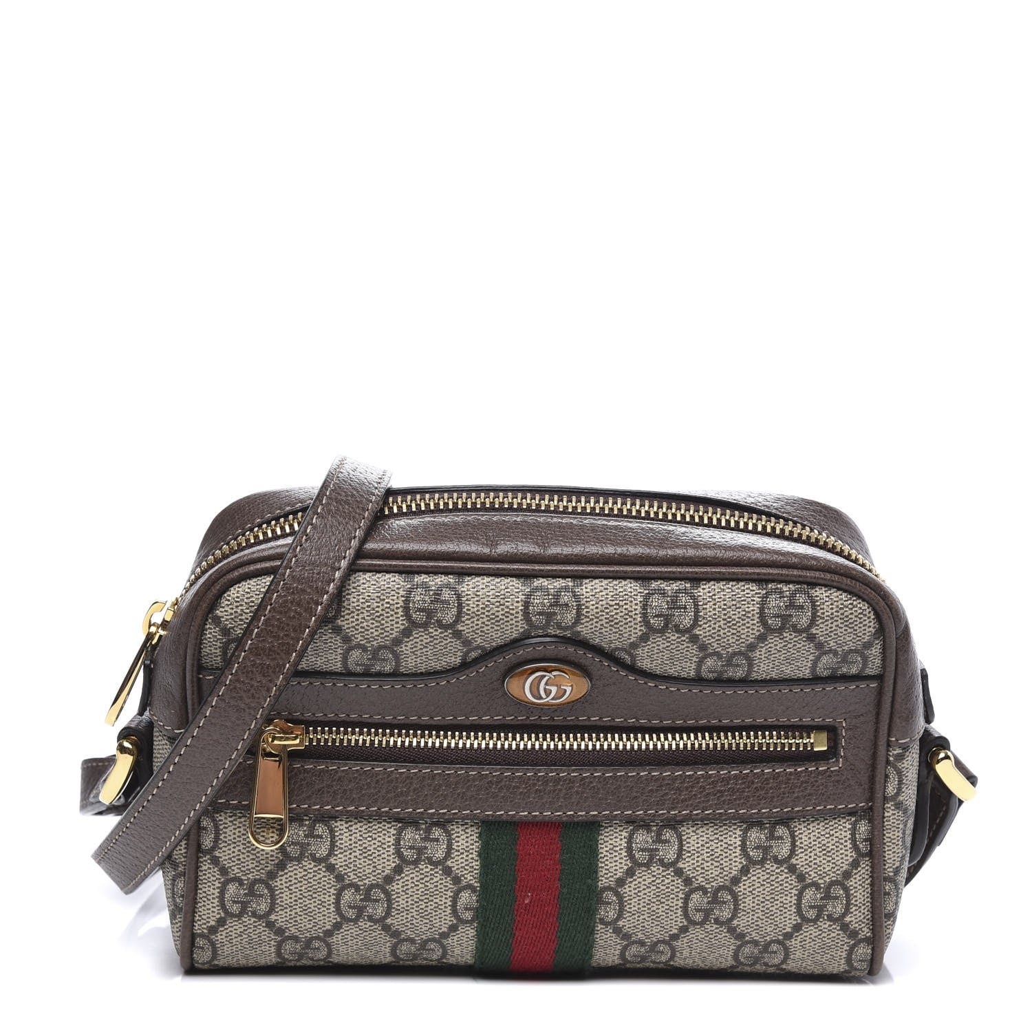 Gucci GG Supreme Monogram Web Mini Ophidia Shoulder Bag Brown 1 of 9
