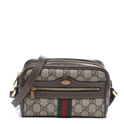 Gucci GG Supreme Monogram Web Mini Ophidia Shoulder Bag Brown 1 of 9