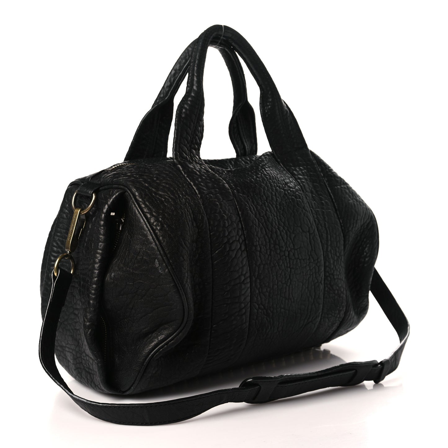 Pebbled Lambskin Rocco Black Antique Brass Hardware