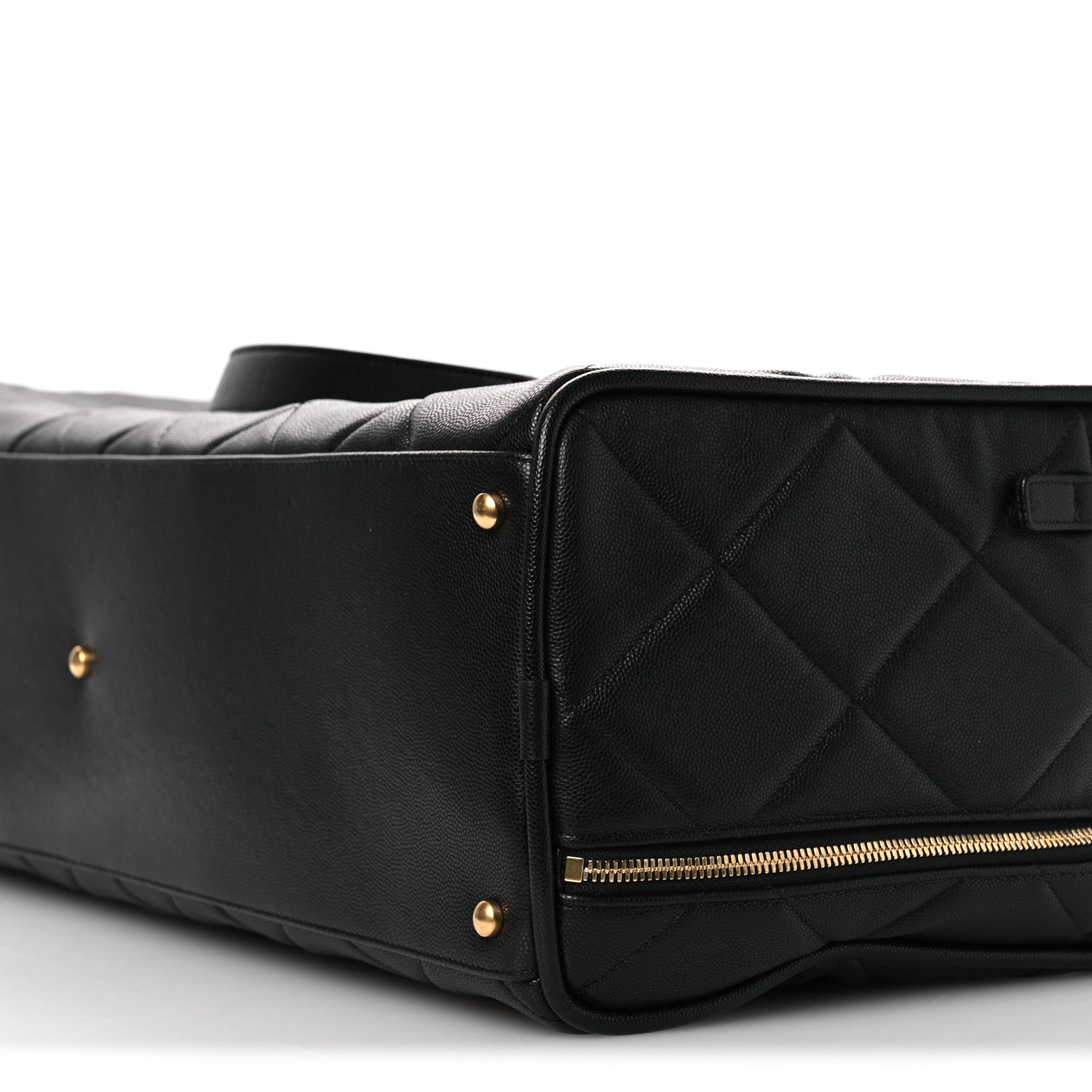 Chanel Shiny Grained Calfskin Quilted Large Travel Bowling Bag Black 10 of 12
