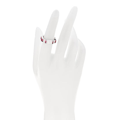 Gucci 18K White Gold Rubellite 7mm Link to Love Ring 53 6.25 2 of 6