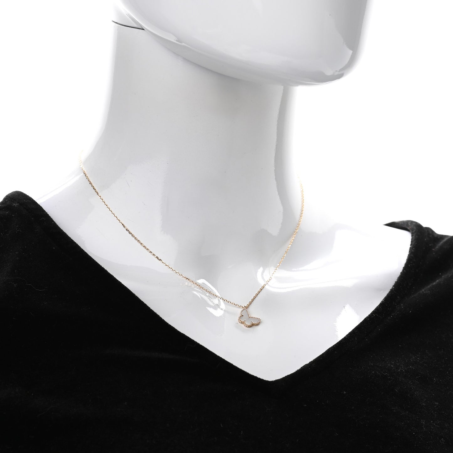 18K Yellow Gold Mother of Pearl Sweet Alhambra Butterfly Pendant Necklace