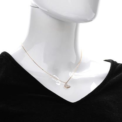 Van Cleef & Arpels 18K Yellow Gold Mother of Pearl Sweet Alhambra Butterfly Pendant Necklace 2 of 7