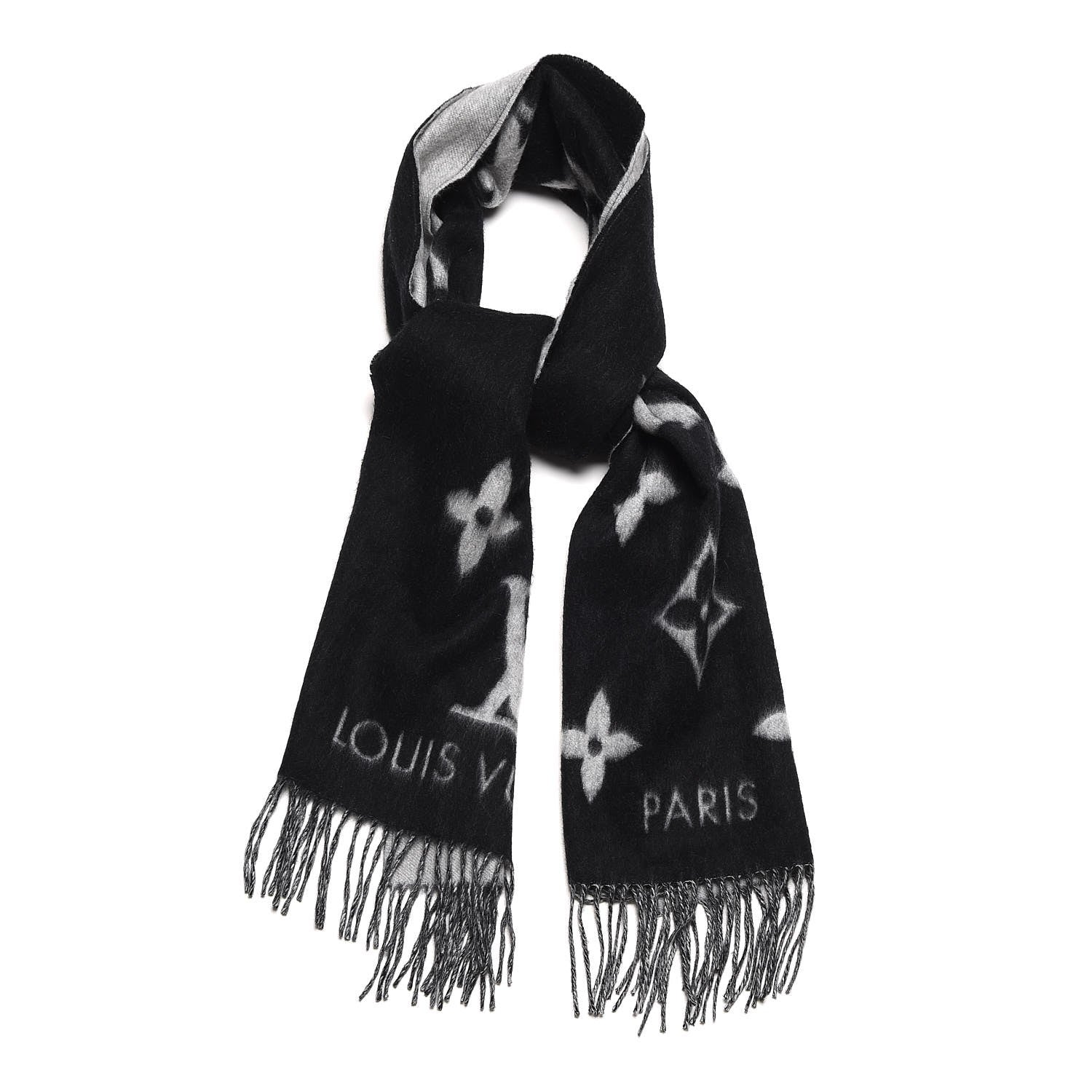 Louis Vuitton Cashmere Monogram Reykjavik Scarf Black 1 of 4