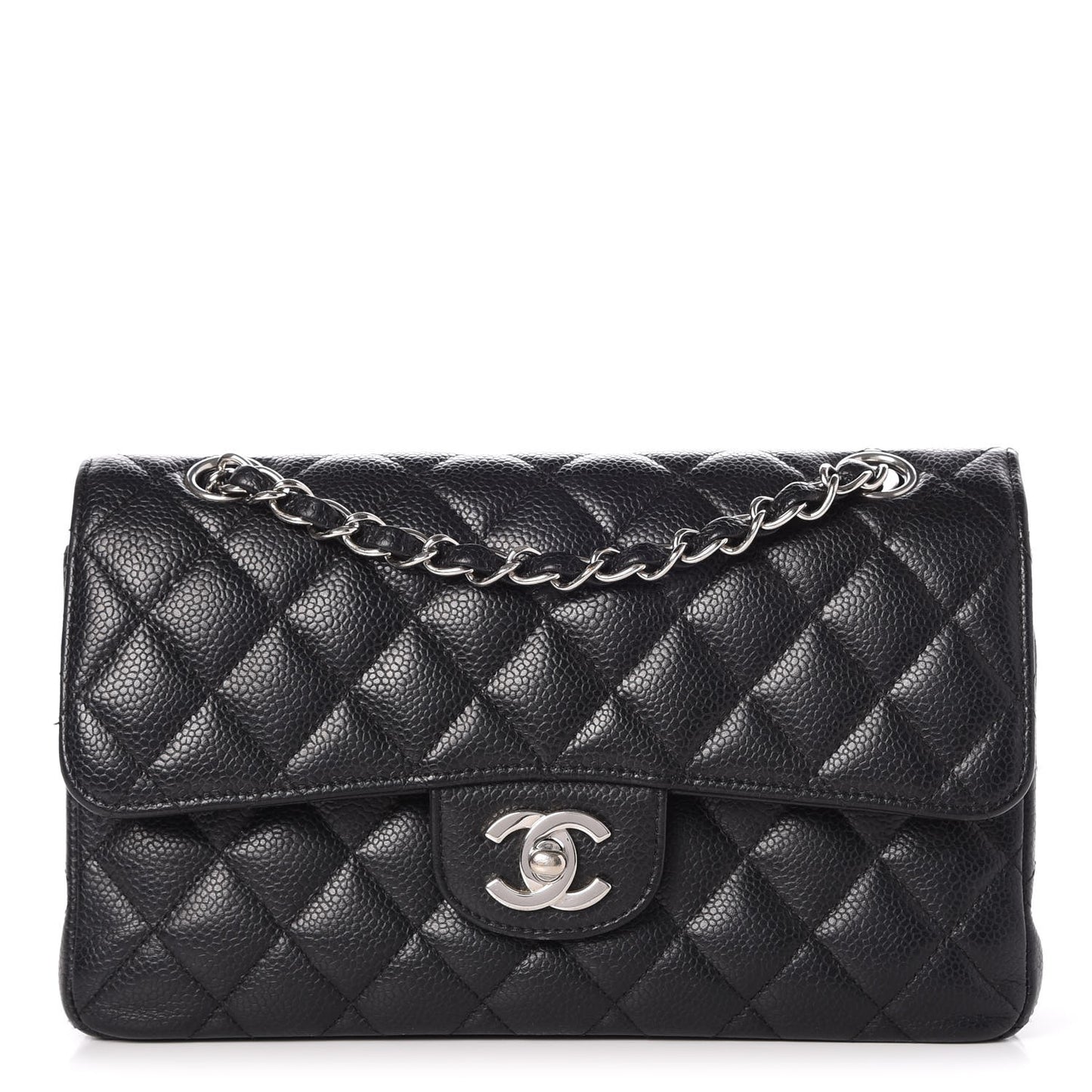 Caviar Quilted Small Double Flap Black
