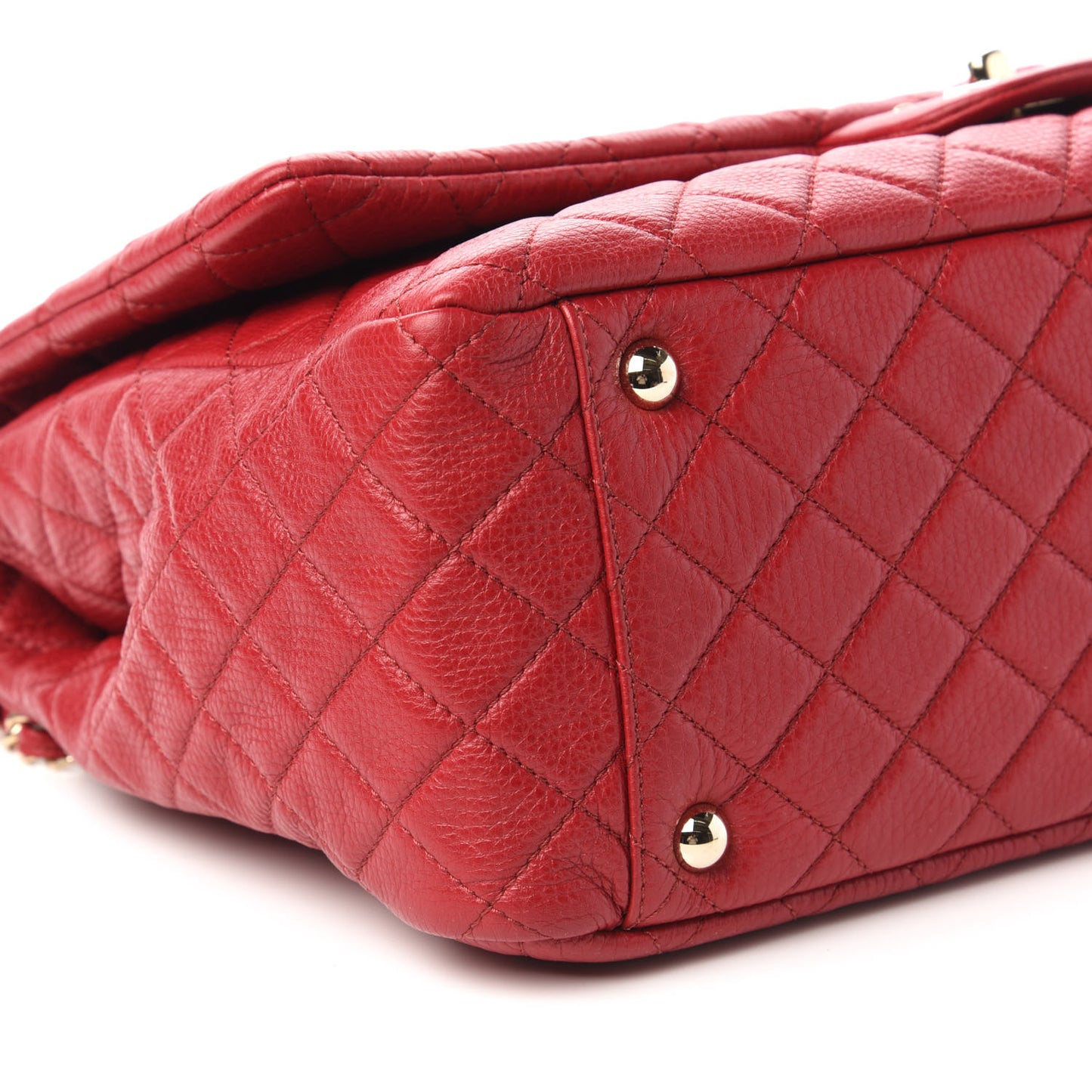 Calfskin Quilted XXL Travel Flap Bag Red