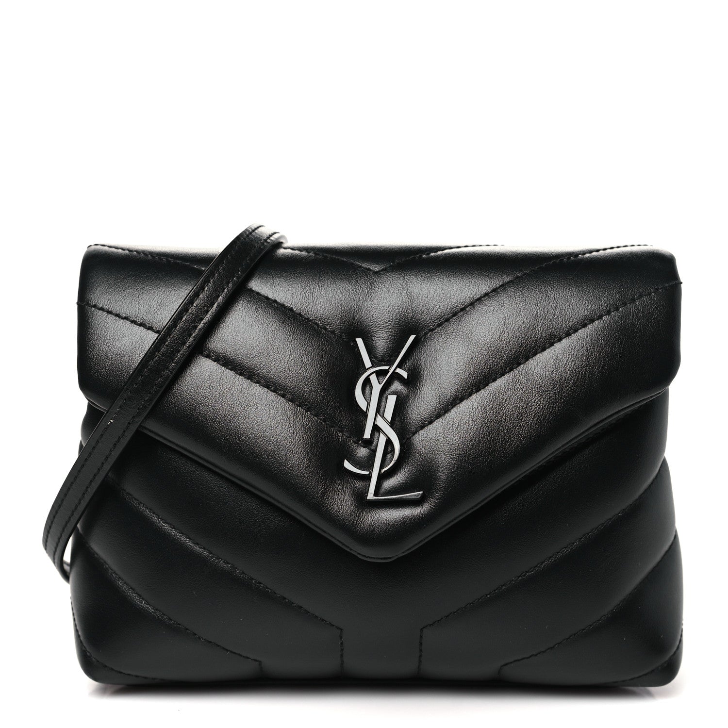 Saint Laurent Calfskin Y Quilted Monogram Monochrome Toy Loulou Crossbody Bag Black 1 of 11