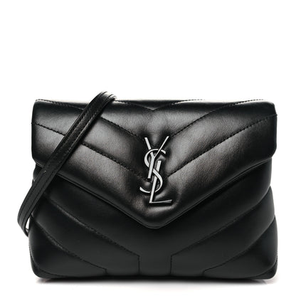 Saint Laurent Calfskin Y Quilted Monogram Monochrome Toy Loulou Crossbody Bag Black 1 of 11