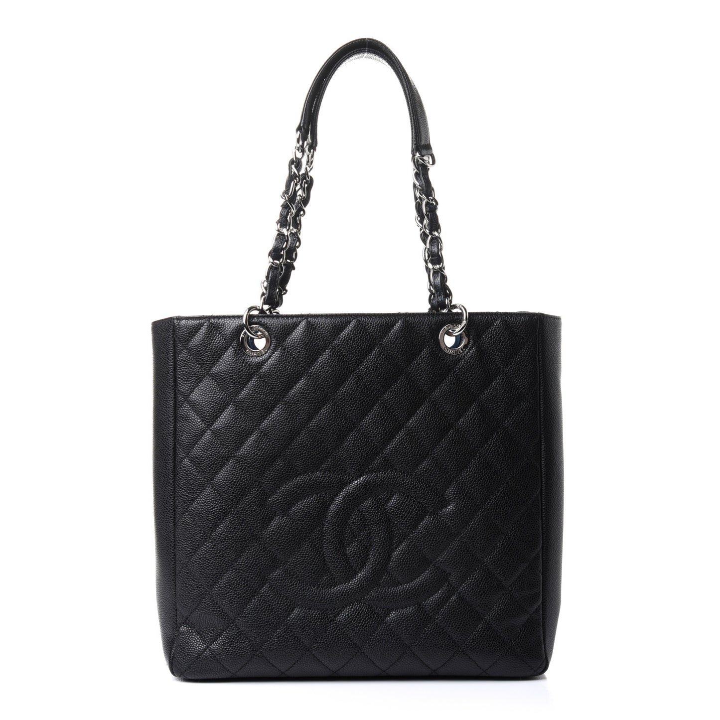 Caviar Quilted Petit Shopping Tote PST Black