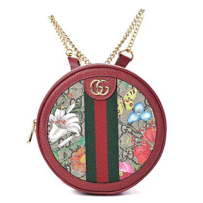 Gucci GG Supreme Monogram Web Flora Mini Ophidia Round Backpack Red 1 of 11