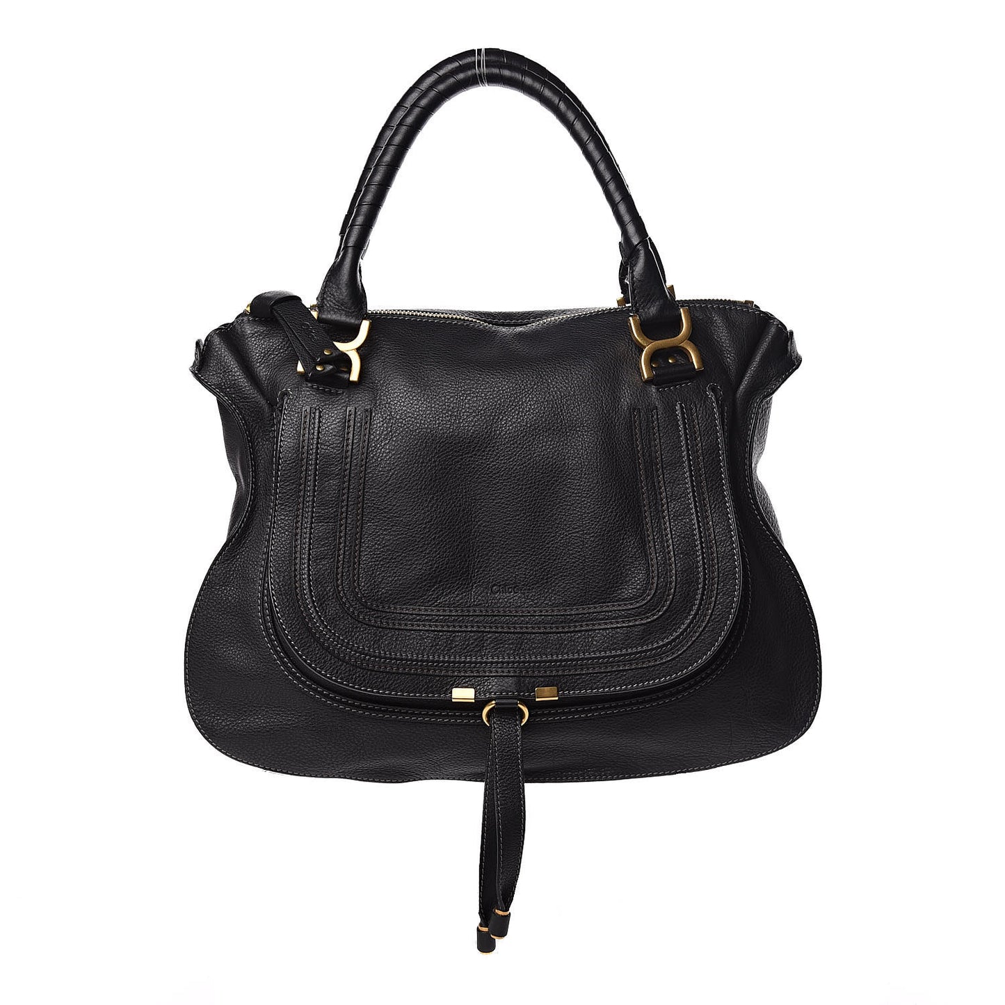 Calfskin Large Marcie Satchel Black