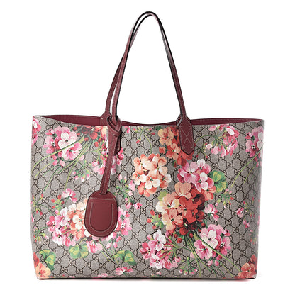 Gucci GG Supreme Monogram Blooms Large Reversible Tote Beige Multicolor Dry Rose 1 of 21