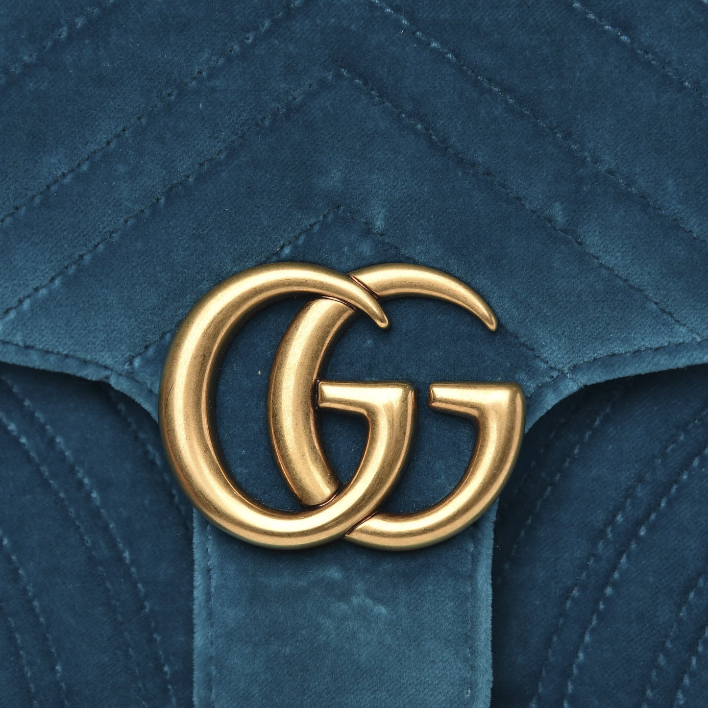 Velvet Matelasse Small GG Marmont Shoulder Bag Pavone Cyan