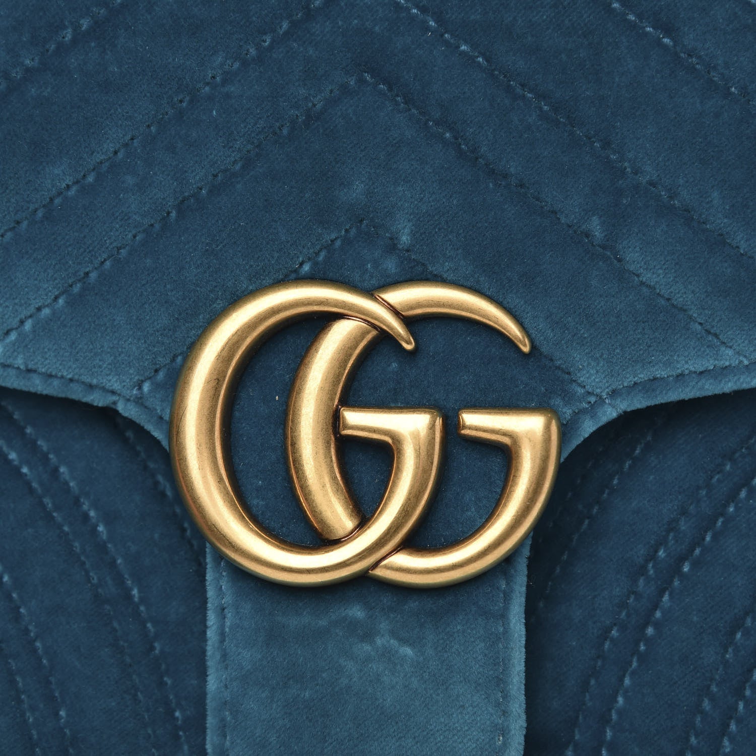 Gucci Velvet Matelasse Small GG Marmont Shoulder Bag Pavone Cyan 8 of 15