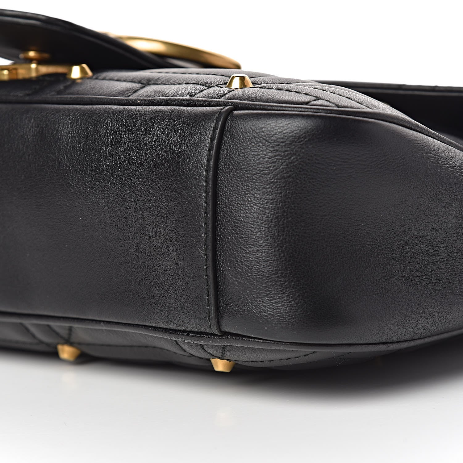 Gucci Calfskin Matelasse Studded Medium GG Marmont Shoulder Bag Black 12 of 12