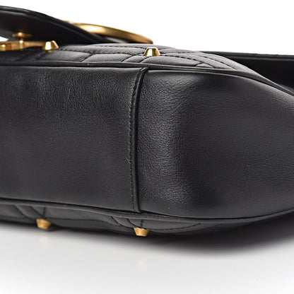 Gucci Calfskin Matelasse Studded Medium GG Marmont Shoulder Bag Black 12 of 12