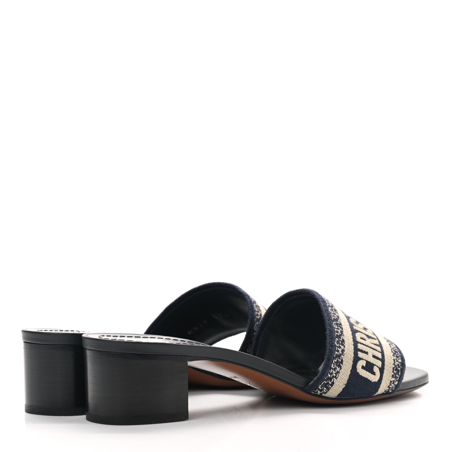 Christian Dior Cotton Embroidered Dway 40mm Slide Sandals 35.5 Deep Blue 4 of 9
