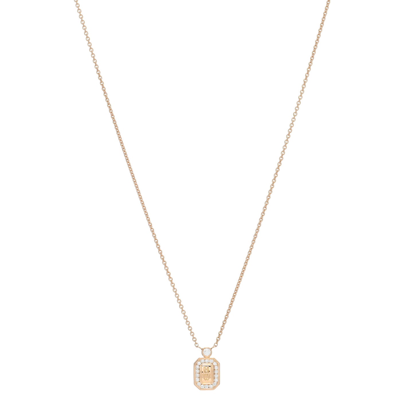 18K Rose Gold Diamond HW Logo Pendant Necklace