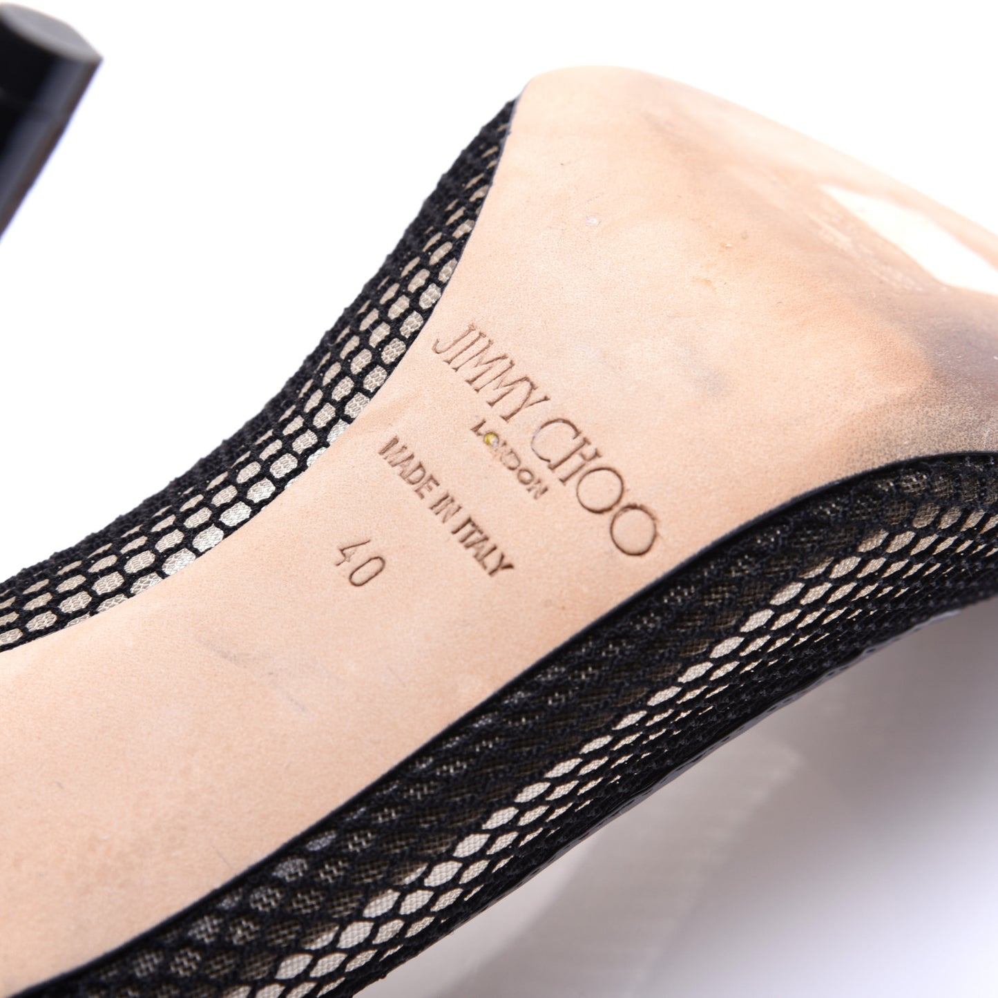 Mesh Patent Pointy Toe Romy 100 Pumps 40 Black