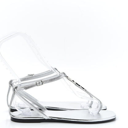 Saint Laurent Metallic Lambskin Nu Pieds 05 Thong Sandals 37 Argento 4 of 9