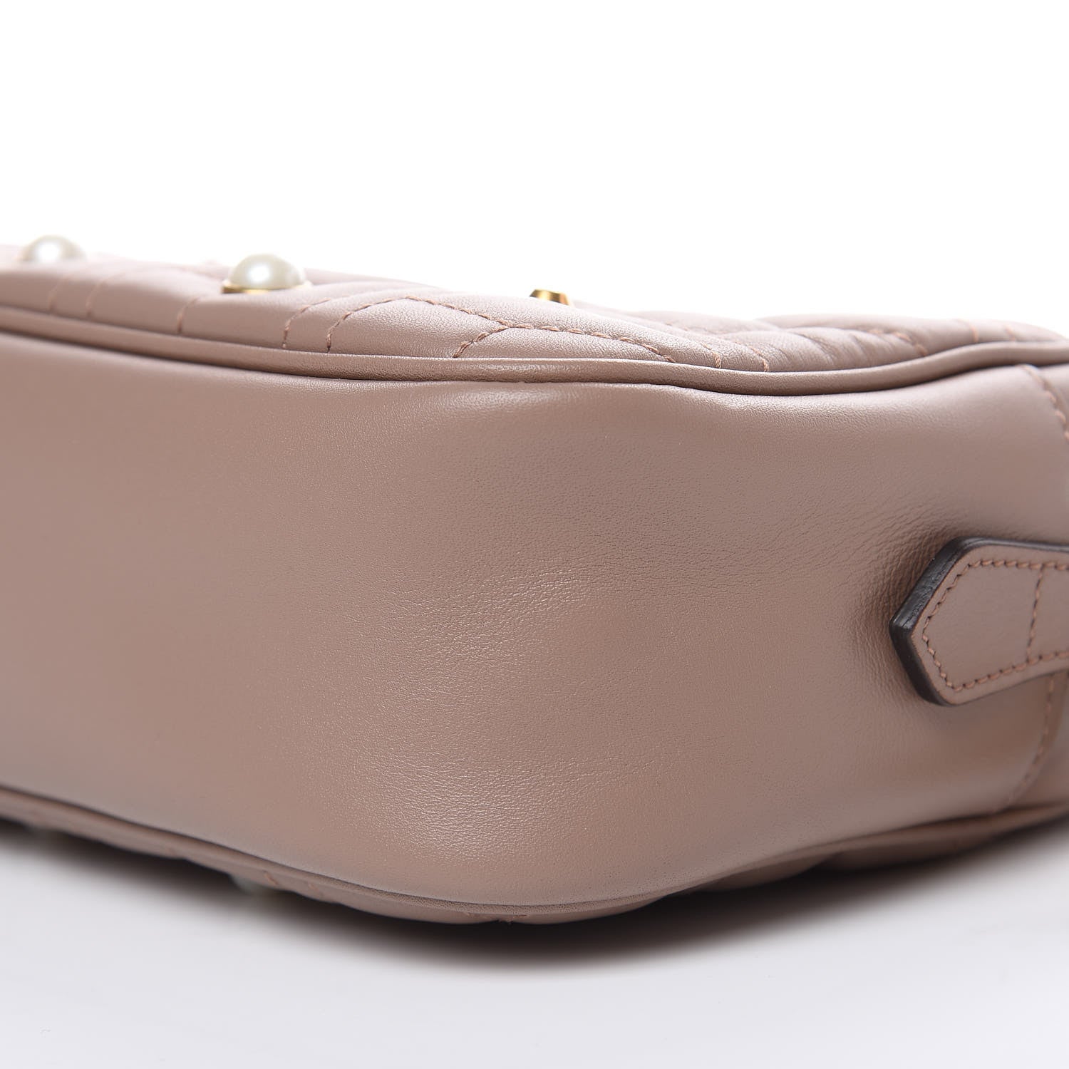 Gucci Calfskin Matelasse Studded Small Pearly GG Marmont Chain Shoulder Bag Porcelain Rose 9 of 9