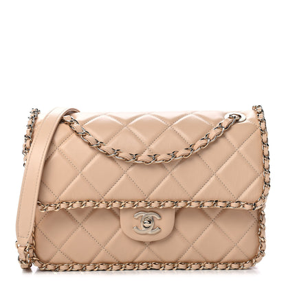Chanel Crumpled Calfskin Medium Chain All Over Flap Beige 1 of 9