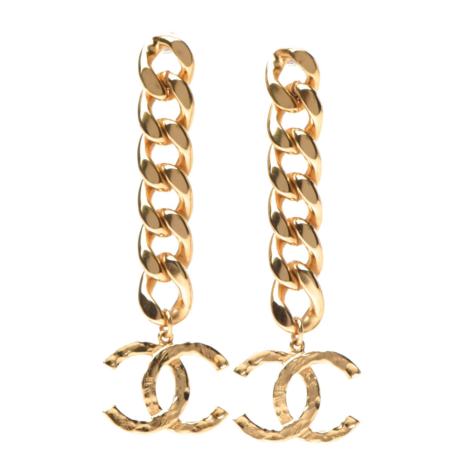 Chanel Metal CC Pick Drop Earrings Gold 1 of 5