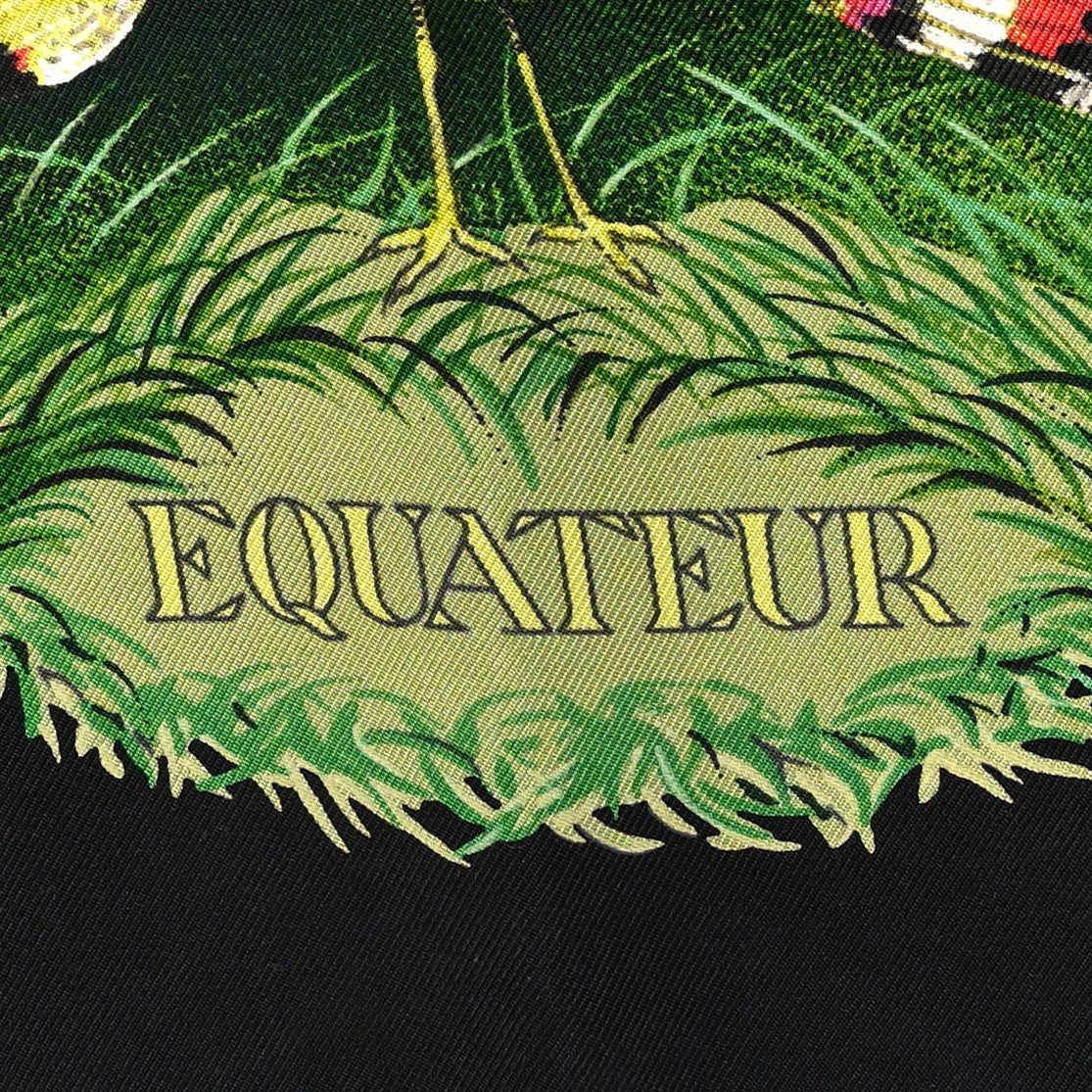 Silk Equateur Scarf 90 Black Vert Bleu