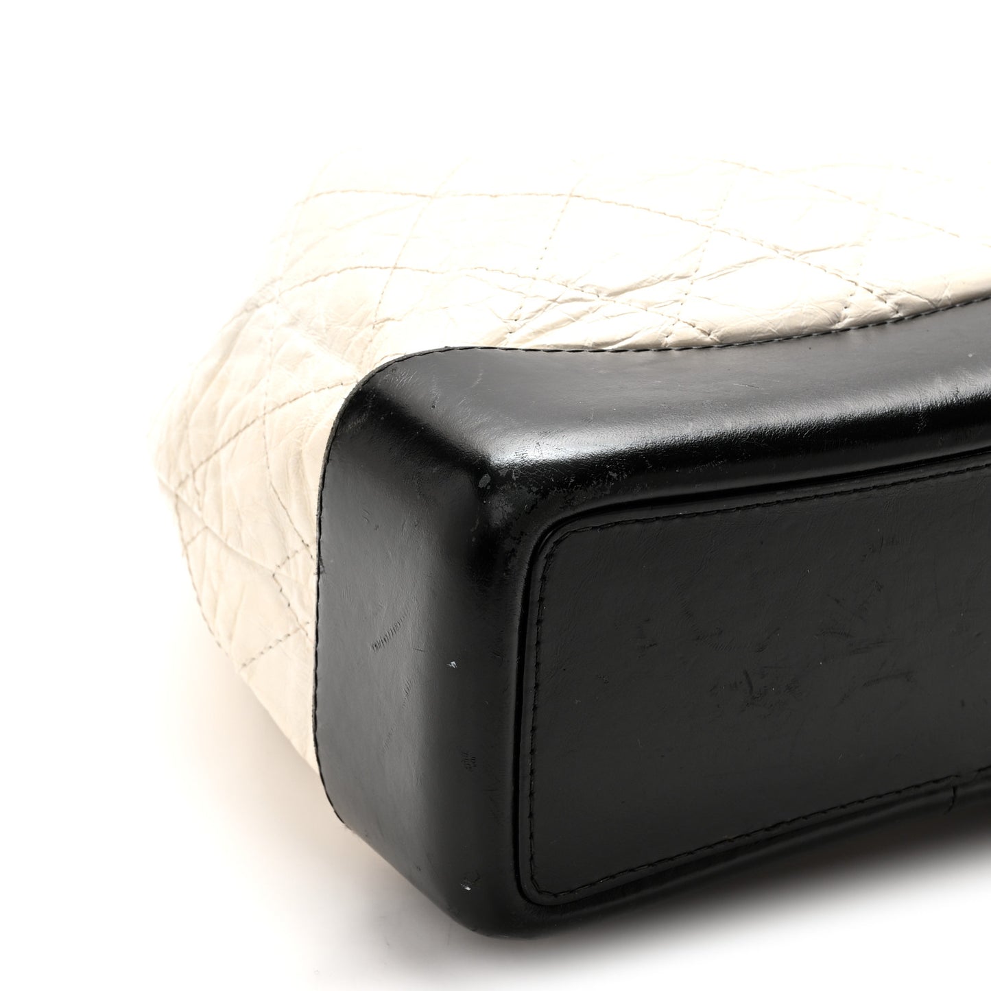 Aged Calfskin Quilted Gabrielle Backpack Black White Black White