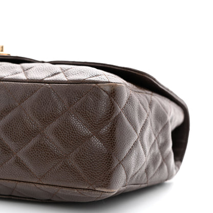 Chanel Caviar Quilted Jumbo Single Flap Dark Brown 10 of 10