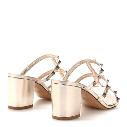 Valentino Garavani Metallic Nappa Rockstud 60mm Caged Slide Sandals 40 Skin 5 of 8