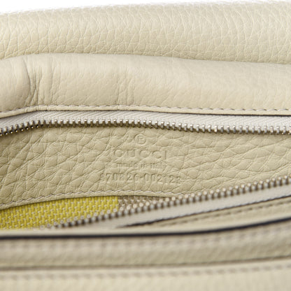 Gucci Pebbled Calfskin Medium Bamboo Daily Flap Shoulder Bag Mystic White 7 of 8