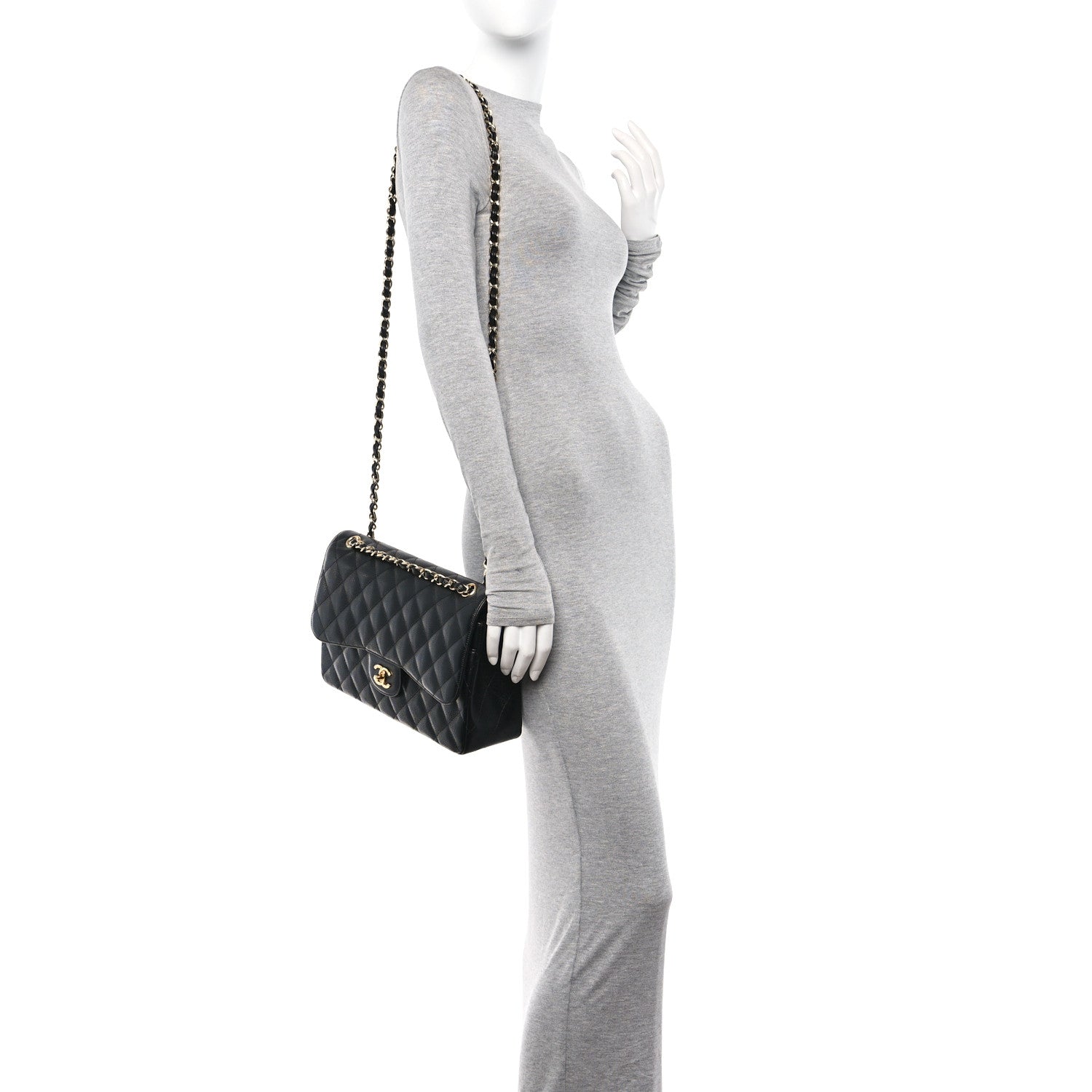 Chanel Caviar Quilted Jumbo Double Flap Black 2 of 12