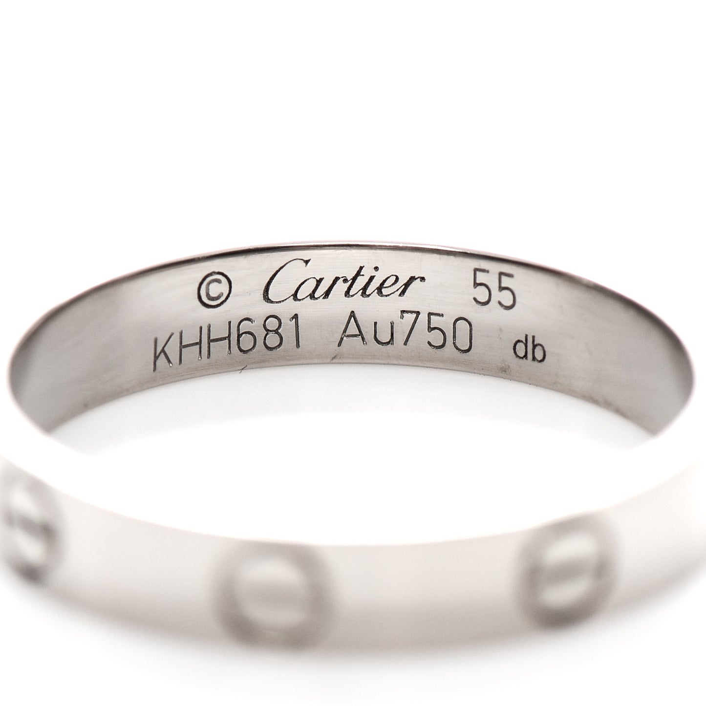 18K White Gold 3.5mm LOVE Wedding Band Ring 55 7.25