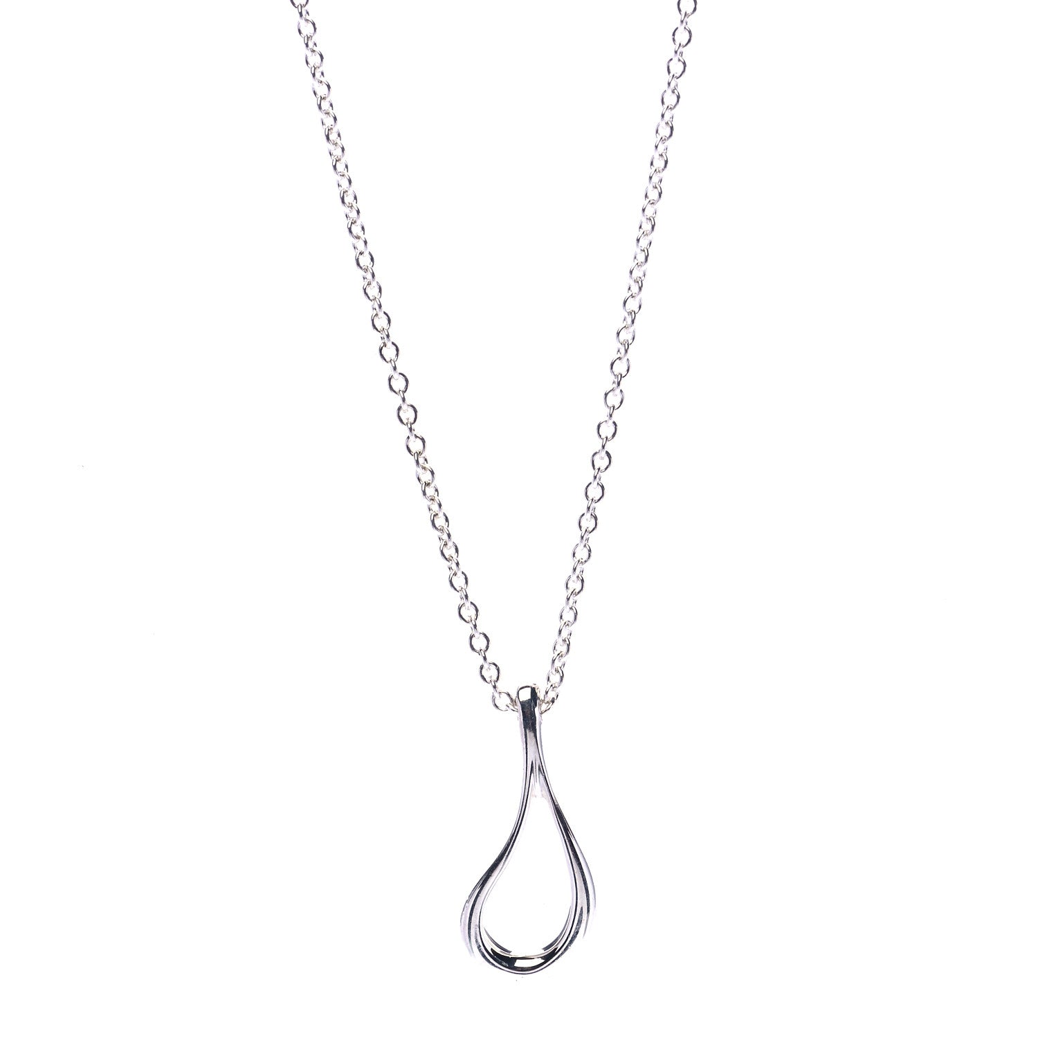 Tiffany Sterling Silver Elsa Peretti Open Tear Drop Pendant Necklace 1 of 6