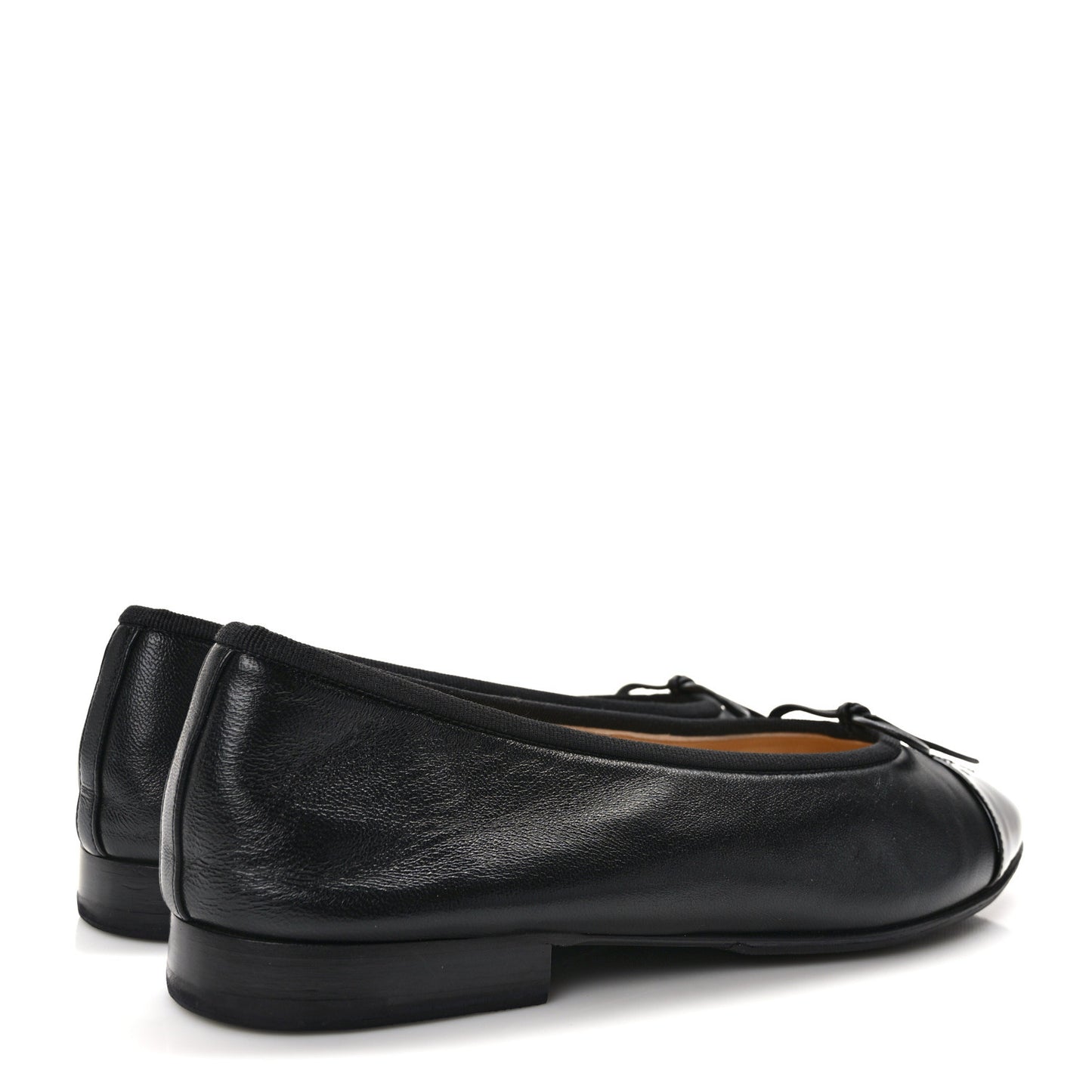 Lambskin Patent CC Cap Toe Ballerina Flats 37.5 Black