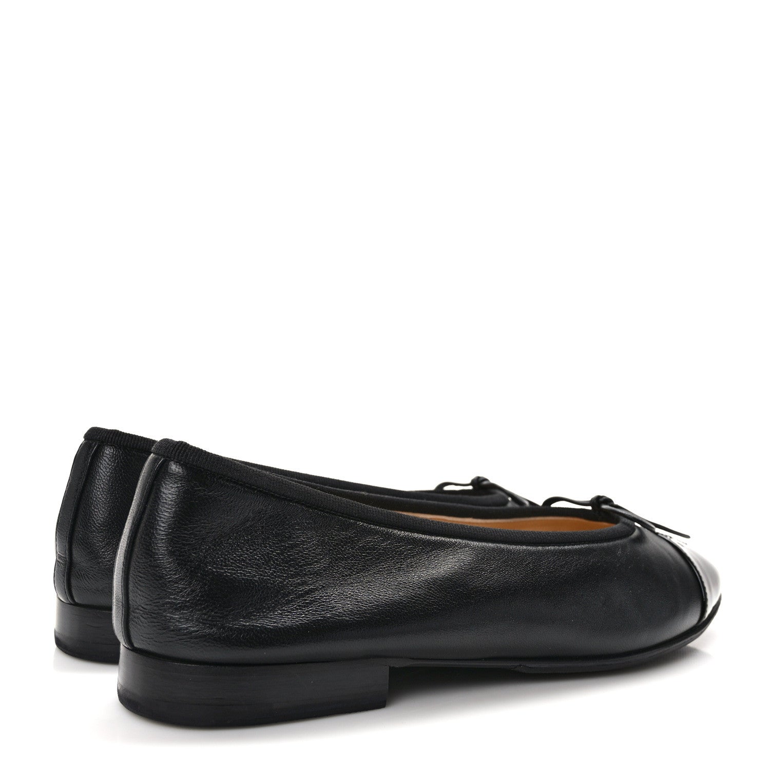 Chanel Lambskin Patent CC Cap Toe Ballerina Flats 37.5 Black 4 of 9