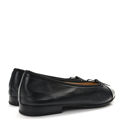 Chanel Lambskin Patent CC Cap Toe Ballerina Flats 37.5 Black 4 of 9