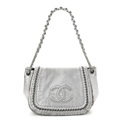 Chanel Metallic Deerskin Luxe Ligne Flap  Silver 1 of 12