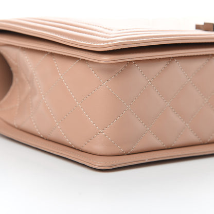 Chanel Calfskin Chevron Quilted New Medium Boy Flap Beige 9 of 11