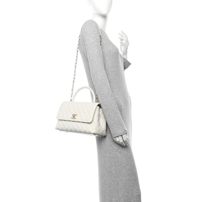 Chanel Caviar Quilted Small Coco Handle Flap White 3 of 11